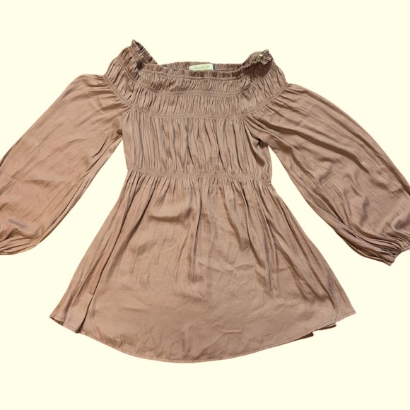 Mustard Seed On/Off-Shoulder Tunic Blouse Size S Mauve Silky Party Feminine - Picture 6 of 10